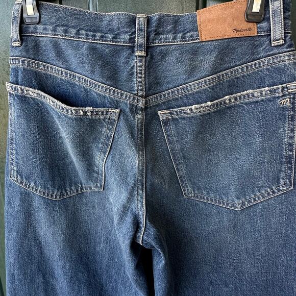 NWOT Madewell Low Slung Baggy Crop Jeans 23 Blue 100% Cotton Raw Hem - Picture 6 of 10